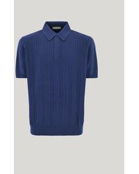 Canali - Denim Short-Sleeved Polo Shirt - Lyst