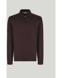 Canali - Impeccabile Burgundy Wool Zippered Polo Shirt - Lyst