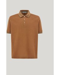 Canali - Caramel Cotton Piqué Polo Shirt With Contrasting Trim - Lyst