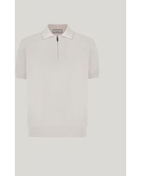 Canali - Giza Cotton Zip-Up Polo Shirt With Contrasting Piping - Lyst
