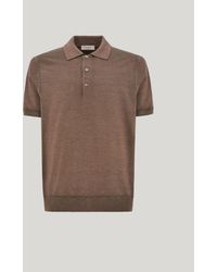 Canali - Taupe Wool And Silk Short-Sleeved T-Shirt - Lyst