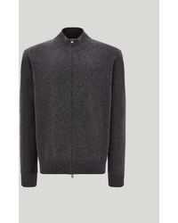 Canali - Anthracite Wool And Cashmere Full-Zippered Cardigan - Lyst