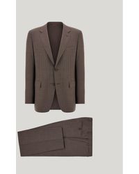 Canali - Walnut And Light 150's Wool And Silk Pinstriped Herringbone Regular-Fit Suit - Lyst