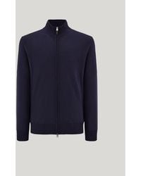 Canali - Travel Dark Merino Wool Cardigan With Zip - Lyst