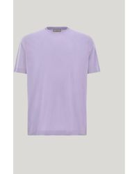 Canali - Lilac Lisle Cotton T-Shirt With Double Collar - Lyst