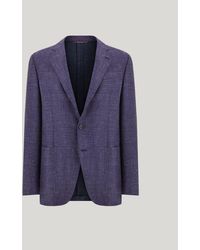 Canali - Wool, Silk And Linen Modern-Fit Jacket With Diagonal Design - Lyst