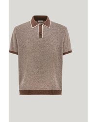 Canali - Linen And Silk Jacquard Polo Shirt With Contrasting Collar - Lyst