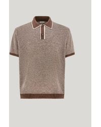 Canali - Linen And Silk Jacquard Polo Shirt With Contrasting Collar - Lyst