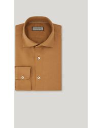 Canali - Regular-Fit Terracotta Garment-Dyed Cotton And Silk Shirt - Lyst