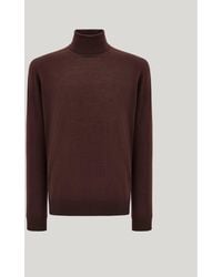 Canali - Nuvola Burgundy Seamless Merino Wool Turtleneck - Lyst