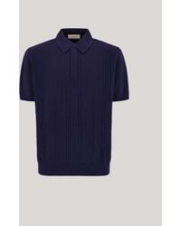 Canali - Cotton And Modal Polo Shirt With Vertical Pattern - Lyst