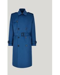 Canali - Blauer Trenchcoat Aus Wolle Und Kaschmir Mit Angesetzten Ärmeln Und Gürtel - Lyst
