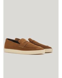 Canali - Burnt Suede Penny Loafers With Gunmetal Rivet - Lyst