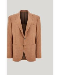 Canali - Rust- Wool, Silk And Linen Modern-Fit Jacket With Check Pattern - Lyst