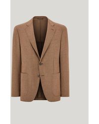 Canali - Sand And Wool And Silk Houndstooth Modern-Fit Kei Jacket - Lyst