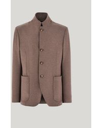 Canali - Walnut Stretch Cashmere Single-Breasted Jacket With Stand-Up Collar - Lyst