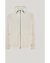 Canali - Cream Wool And Cashmere Blouson With Hood - Lyst