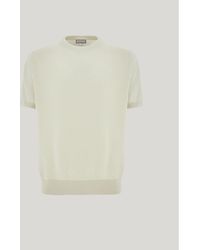 Canali - Milk-Colored Cotton And Silk Crew Neck T-Shirt - Lyst
