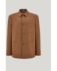 Canali - Sand-Colored Wool Flannel Relaxed-Fit Shirt Jacket - Lyst