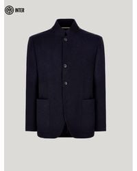 Canali - Wool And Cotton Single-Breasted Jacket With Stand-Up Collar - Lyst