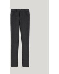 Canali - Impeccabile Wool Flannel Charcoal Five-Pocket Trousers - Lyst
