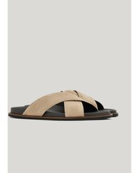 Canali - Suede Criss-Cross Sandals With Decorative Perforated Stitching - Lyst