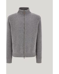 Canali - Melange Wool And Cashmere Zippered Cardigan - Lyst