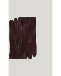 Canali - Burgundy Suede Gloves With Cashmere Lining - Lyst