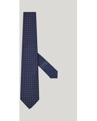 Canali - Blaue Seidenkrawatte Mit Jacquard-Muster Und -Logo Mit Goldfaden - Lyst