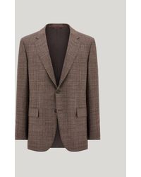 Canali - Walnut And Dark Silk And Cashmere Regular-Fit Overcheck Jacket - Lyst