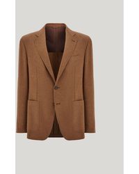 Canali - Sand Cashmere And Silk Single-Breasted Modern-Fit Kei Jacket - Lyst