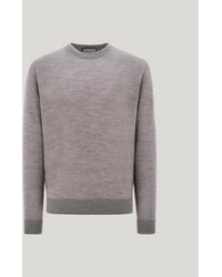 Canali - Nuvola Melange Pure Wool Seamless Crew Neck - Lyst