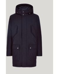 Canali - Manteau Trois-Quarts Avec Membrane Et Capuche En Cachemire Bleu - Lyst