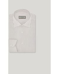 Canali - Regular Fit Hemd Aus Weiß-Grauer Baumwoll-Seiden-Mischung - Lyst