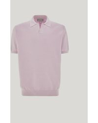 Canali - Short-Sleeved Cotton And Silk Polo Shirt, Regular Fit - Lyst