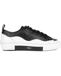 N°21 - Sneakers nera e bianca in pelle con logo - Lyst