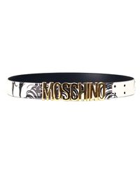 Moschino - Cintura bianca e nera con logo in oro - Lyst