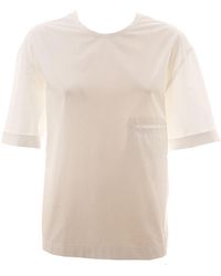 Alysi - T-shirt bianca in cotone con taschino frontale - Lyst
