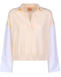 Nude - Maglioncino Panna Con Maniche Camicia A Palloncino - Lyst