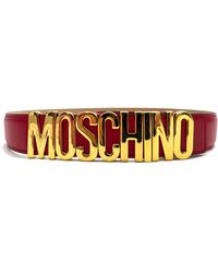 Moschino - Cintura rossa con logo in oro - Lyst