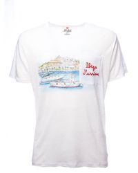 Mc2 Saint Barth - T-shirt bianca ecstasea emb ibiza 01 in lino - Lyst