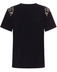 Alberta Ferretti - T-shirt nera in jersey di cotone organico - Lyst