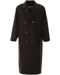 Ganni Double-breasted Checked Coat - Brown