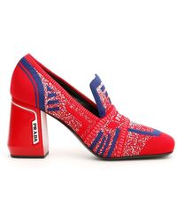 Prada Knit Fabric Loafers - Red
