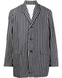 Casey Casey Single-breasted Pinstriped Jacket - Black