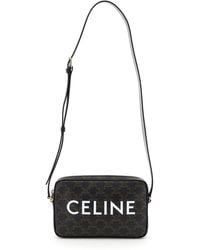 Celine Medium Messenger Bag In Triomphe Canvas - Black
