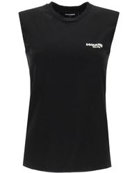 DSquared² Top With Logo Print - Black
