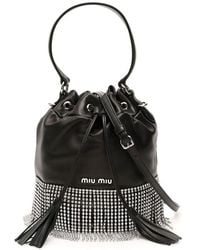 Miu Miu Starlight Bucket Bag Crystal Fringes - Black