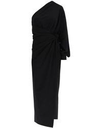 Balenciaga One-shoulder Dress In Milano Stitch Jersey - Black