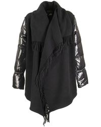 Moncler Wool Cape With Padded Sleeves - Black